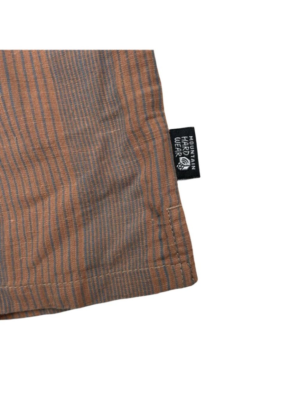 Mountain Hardwear Men's Cotton/Hemp S/S Camp Shirt Brown/Blue Stripe • Large - Picture 3 of 7